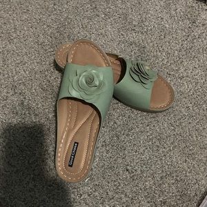 Celery green small wedge sandals. Brand new never been worn. Size 10